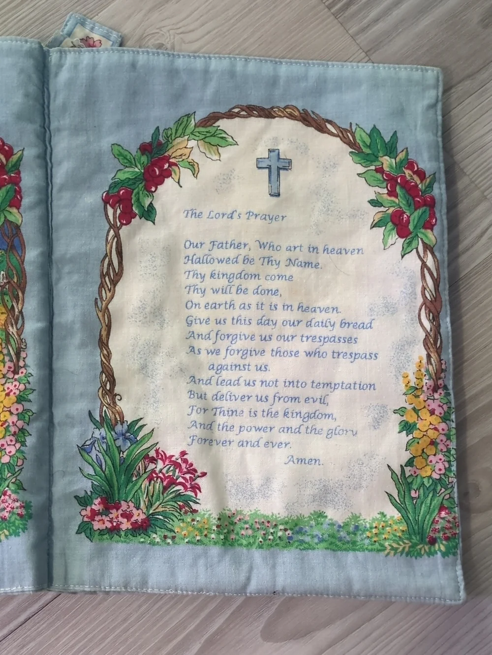 Vintage Soft Fabric Children's Prayer Book Cloth Quiet Book Baby Nursery Christi